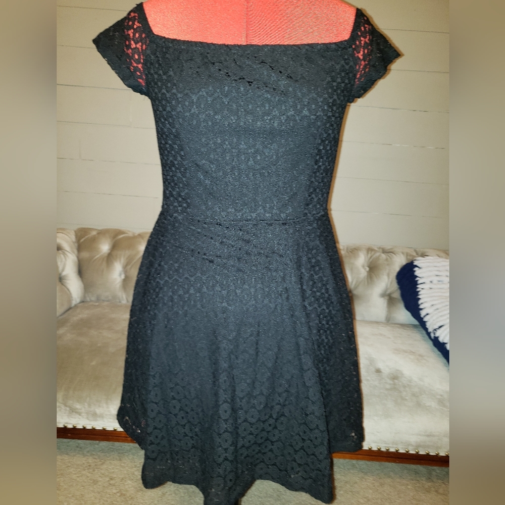 Black lace skater dress